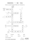 Ausmalbild Kinderrätsel Kreuzworträtsel – 3 – Tiere – Lösung